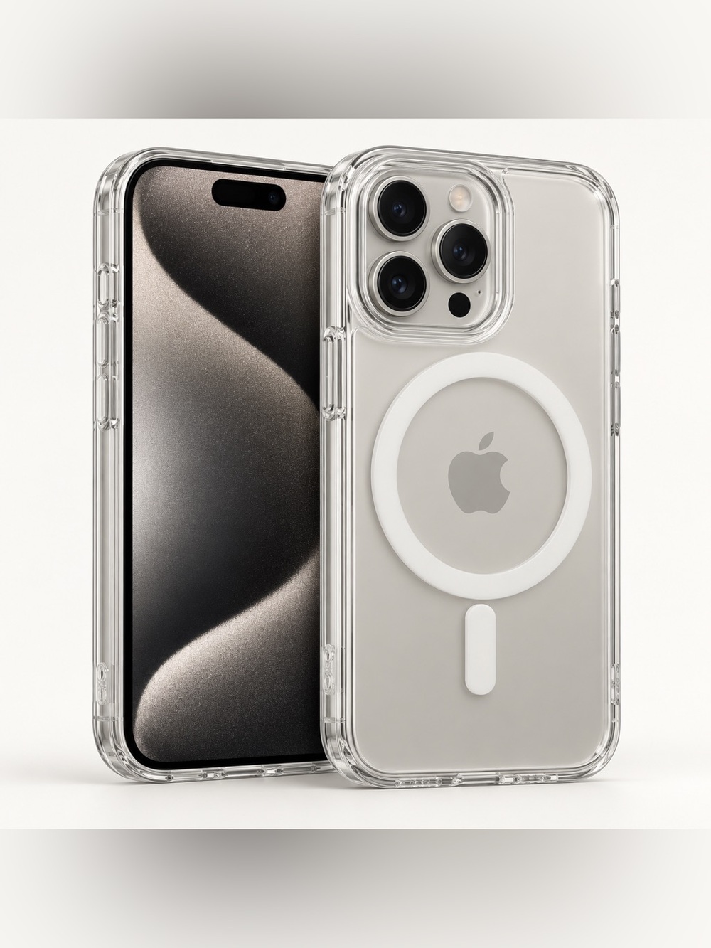 Clear iPhone 15 Pro Case with White Ring – New